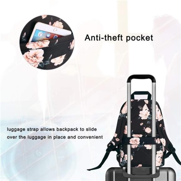 15.6-16 inch Laptop Backpack for Women, Anti-Theft Stylish & USB Charging Port main image 6